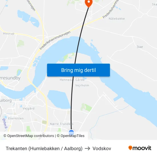 Trekanten (Humlebakken / Aalborg) to Vodskov map