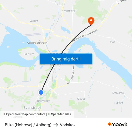 Bilka (Hobrovej / Aalborg) to Vodskov map