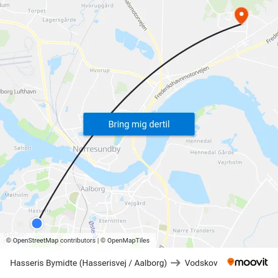 Hasseris Bymidte (Hasserisvej / Aalborg) to Vodskov map