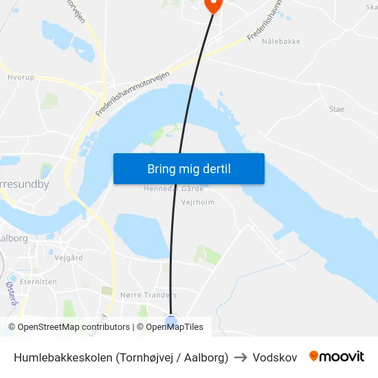 Humlebakkeskolen (Tornhøjvej / Aalborg) to Vodskov map