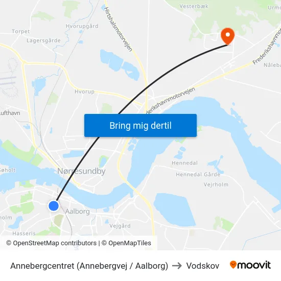 Annebergcentret (Annebergvej / Aalborg) to Vodskov map