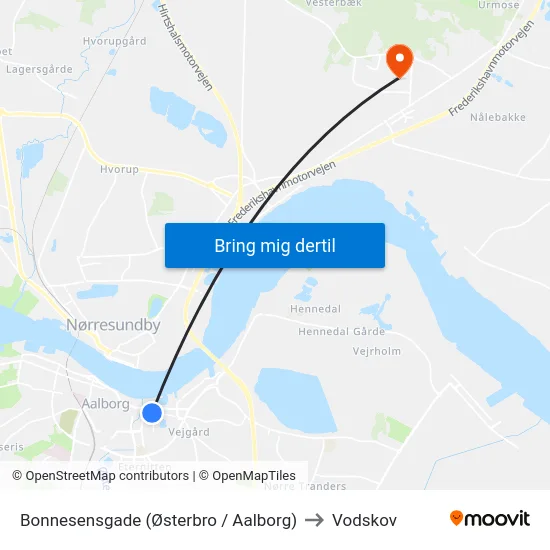 Bonnesensgade (Østerbro / Aalborg) to Vodskov map