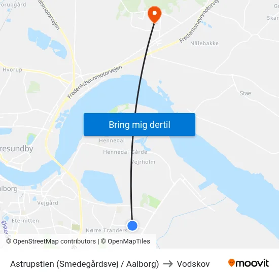 Astrupstien (Smedegårdsvej / Aalborg) to Vodskov map