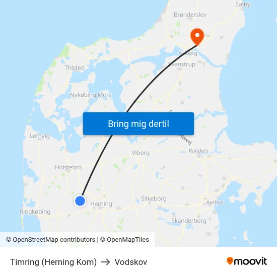 Timring (Herning Kom) to Vodskov map