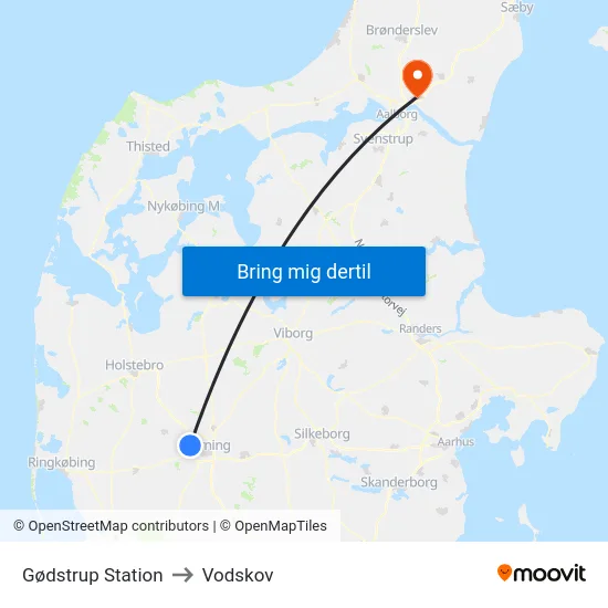 Gødstrup Station to Vodskov map