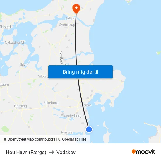 Hou Havn (Færge) to Vodskov map