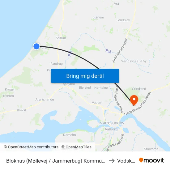 Blokhus (Møllevej / Jammerbugt Kommune) to Vodskov map