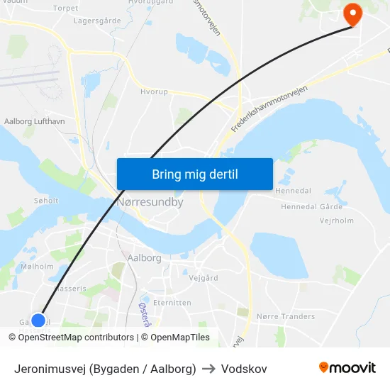 Jeronimusvej (Bygaden / Aalborg) to Vodskov map