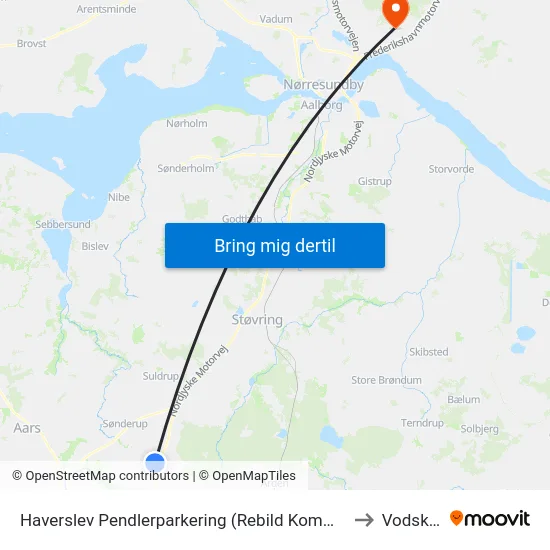 Haverslev Pendlerparkering (Rebild Kommune) to Vodskov map