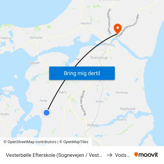 Vesterbølle Efterskole (Sognevejen / Vesthimmerl) to Vodskov map