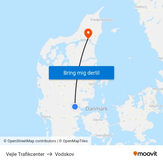 Vejle Trafikcenter to Vodskov map