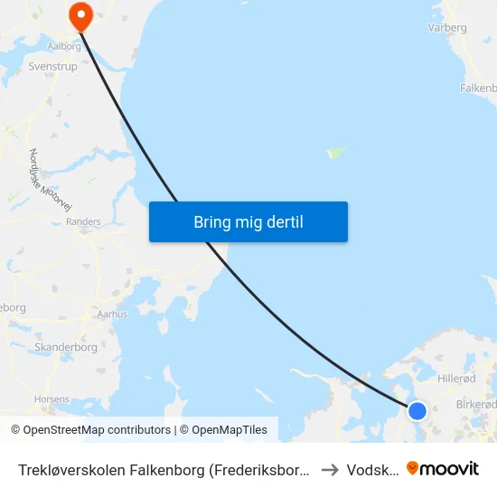 Trekløverskolen Falkenborg (Frederiksborggade) to Vodskov map