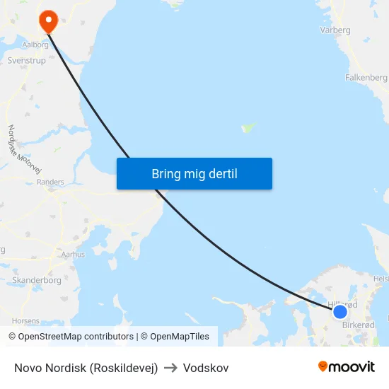 Novo Nordisk (Roskildevej) to Vodskov map