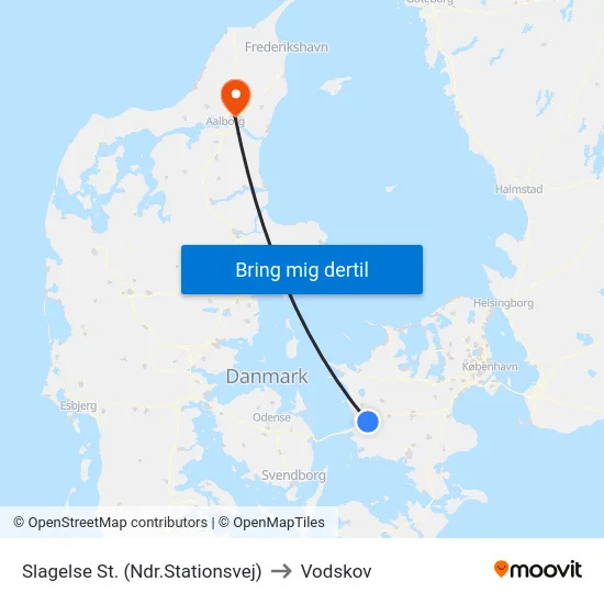 Slagelse St. (Ndr.Stationsvej) to Vodskov map