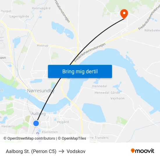 Aalborg St. (Perron C5) to Vodskov map