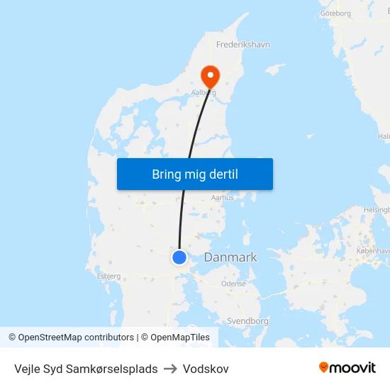 Vejle Syd Samkørselsplads to Vodskov map