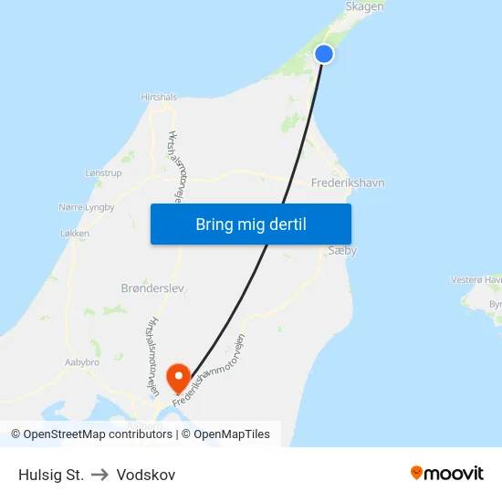 Hulsig St. to Vodskov map