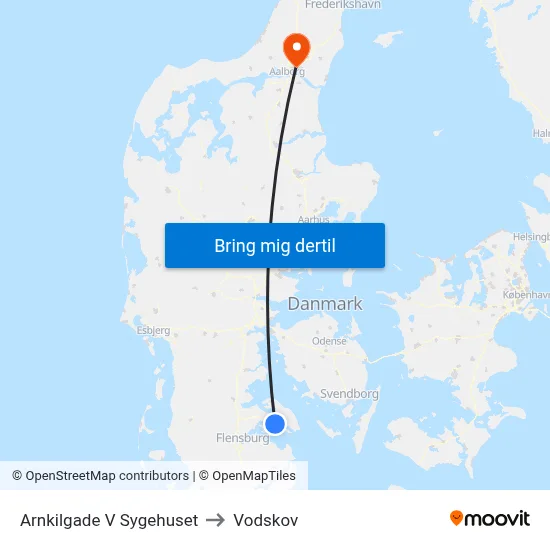 Arnkilgade V Sygehuset to Vodskov map