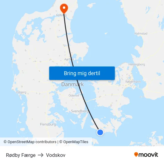 Rødby Færge to Vodskov map
