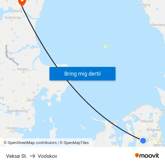 Veksø St. to Vodskov map