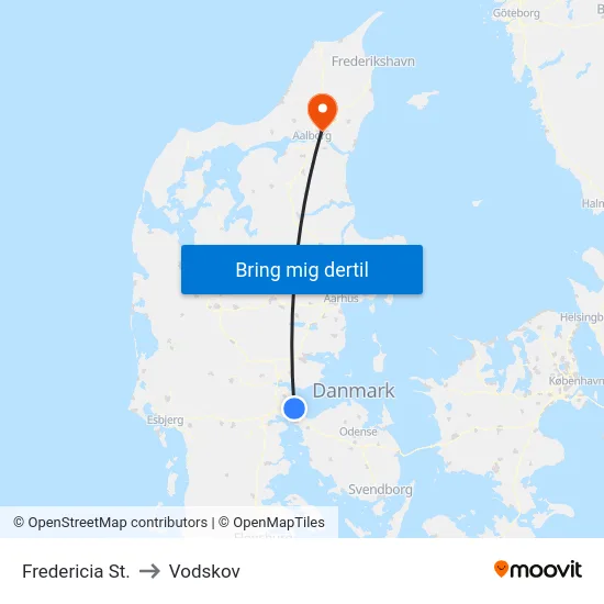 Fredericia St. to Vodskov map