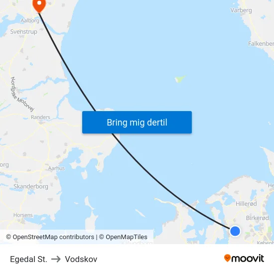 Egedal St. to Vodskov map