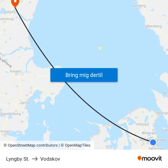 Lyngby St. to Vodskov map