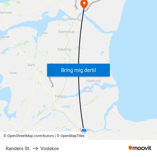 Randers St. to Vodskov map