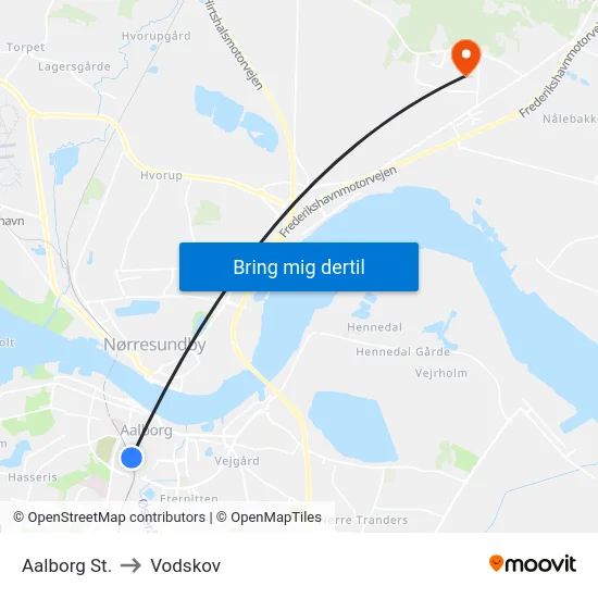 Aalborg St. to Vodskov map