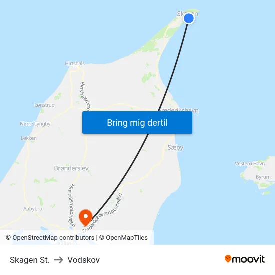 Skagen St. to Vodskov map