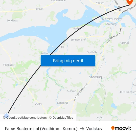 Farsø Busterminal (Vesthimm. Komm.) to Vodskov map