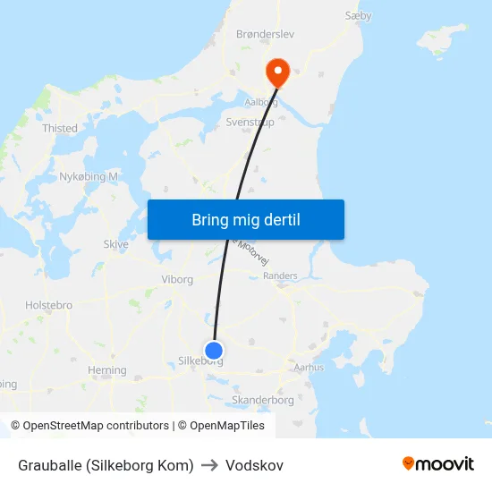 Grauballe (Silkeborg Kom) to Vodskov map