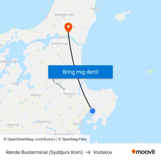Rønde Busterminal (Syddjurs Kom) to Vodskov map