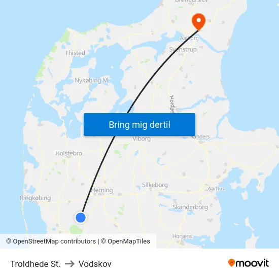 Troldhede St. to Vodskov map