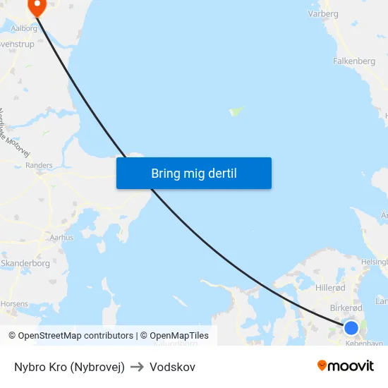 Nybro Kro (Nybrovej) to Vodskov map