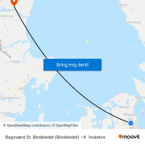 Bagsværd St. Bindeledet (Bindeledet) to Vodskov map
