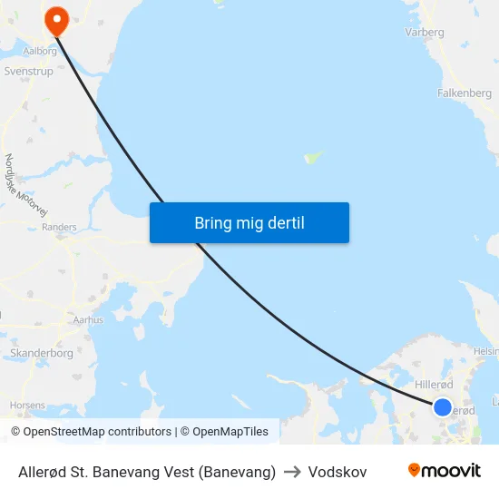 Allerød St. Banevang Vest (Banevang) to Vodskov map