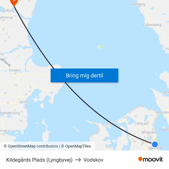 Kildegårds Plads (Lyngbyvej) to Vodskov map