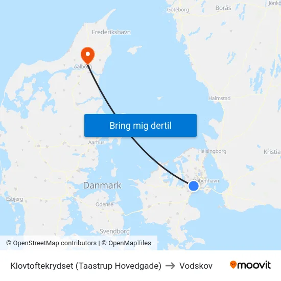 Klovtoftekrydset (Taastrup Hovedgade) to Vodskov map