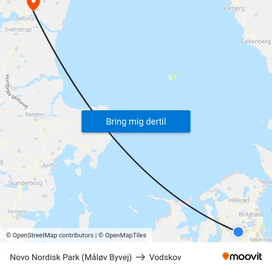 Novo Nordisk Park (Måløv Byvej) to Vodskov map