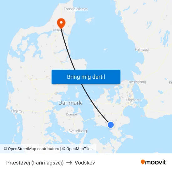 Præstøvej (Farimagsvej) to Vodskov map
