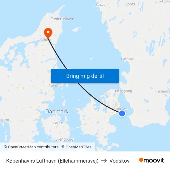 Københavns Lufthavn (Ellehammersvej) to Vodskov map