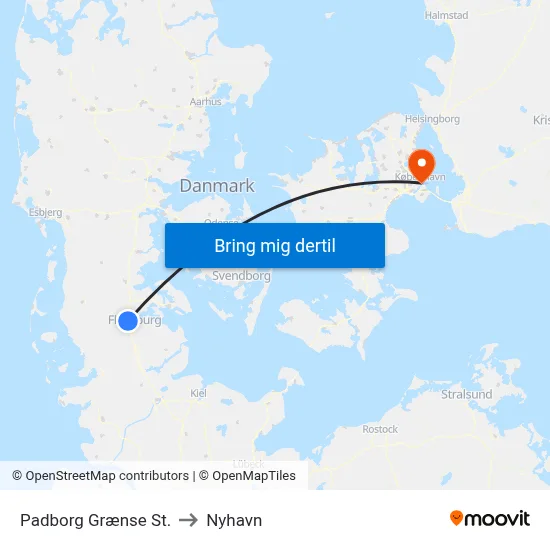 Padborg Grænse St. to Nyhavn map