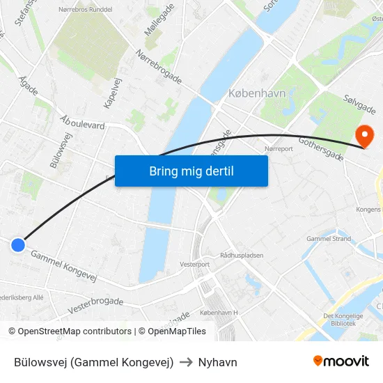 Bülowsvej (Gammel Kongevej) to Nyhavn map
