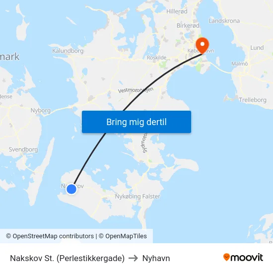 Nakskov St. (Perlestikkergade) to Nyhavn map