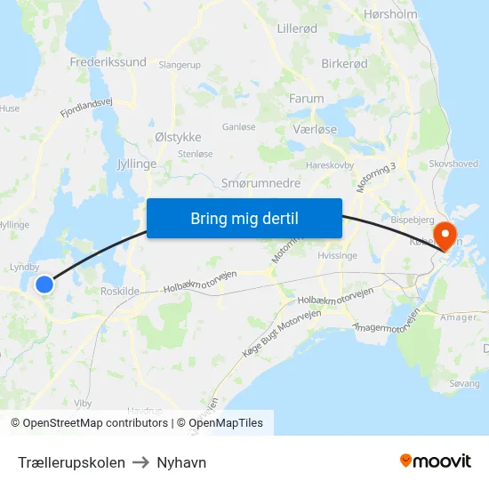 Trællerupskolen to Nyhavn map