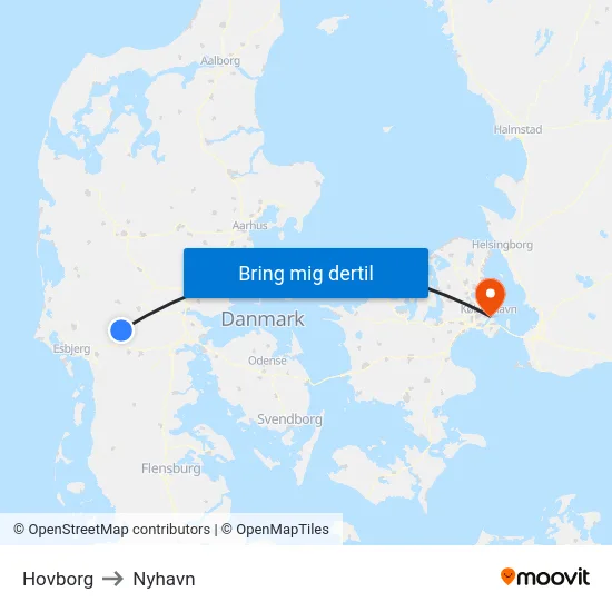 Hovborg to Nyhavn map