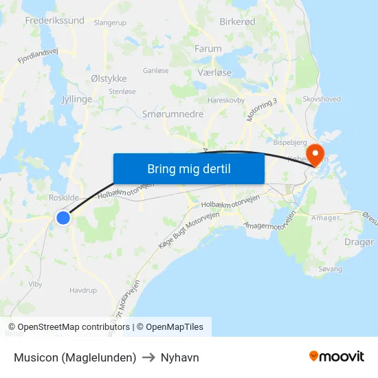Musicon (Maglelunden) to Nyhavn map