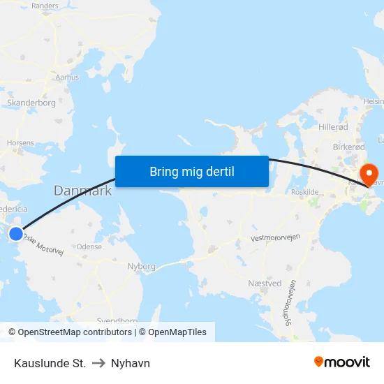 Kauslunde St. to Nyhavn map
