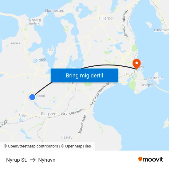 Nyrup St. to Nyhavn map